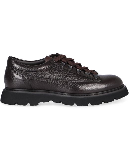 Doucal's Black Leather Lace-Up Shoes for men