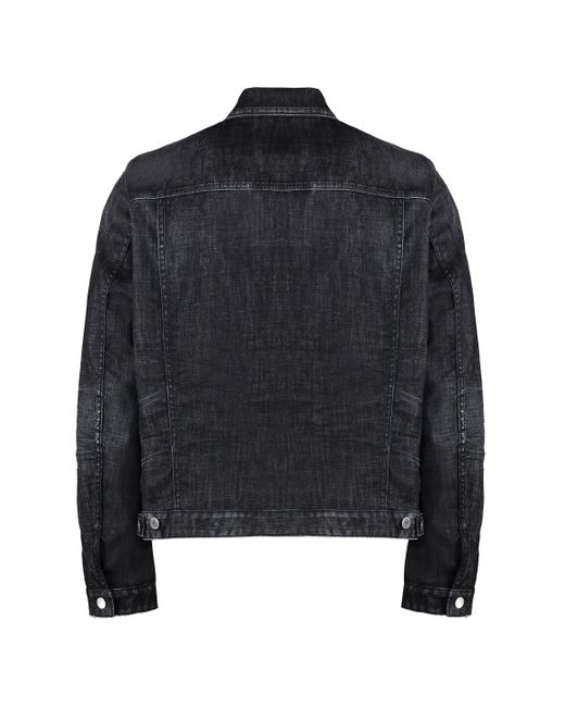 DSquared² Black Boxy Jean Bleach Wash Denim Jacket for men