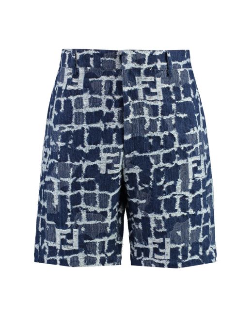 Fendi Blue Denim Bermuda Shorts for men