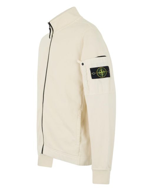 Stone Island Natural Zip Up Sweatshirt for men