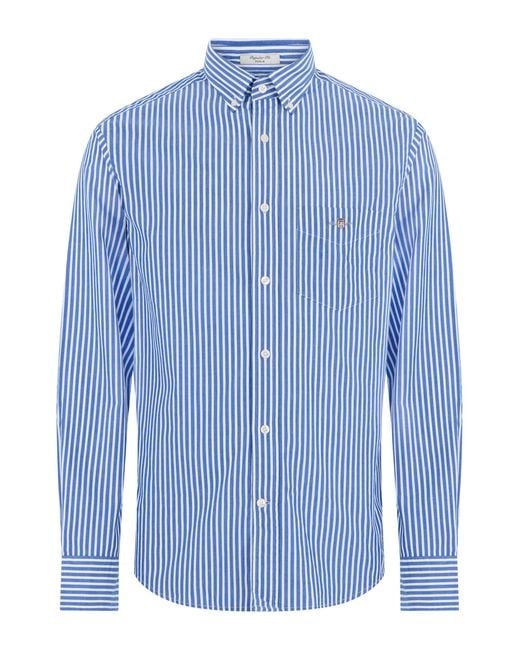 Gant Blue Cotton Striped Shirt for men