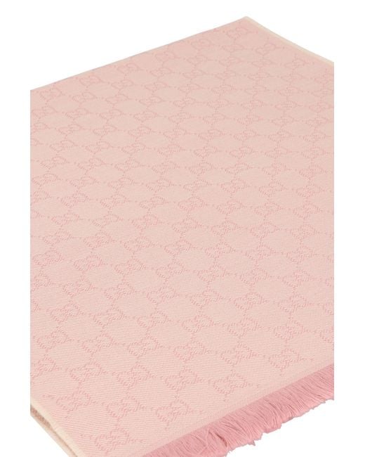 Gucci Pink Wool Scarf Gg