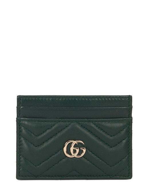 Gucci Green Leather Card Holder With Logo