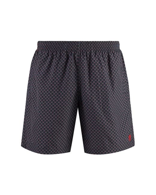 McQueen Blue Printed Swim Shorts for men