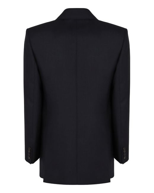 Saint Laurent Black Double-breasted Jacket In Wool for men