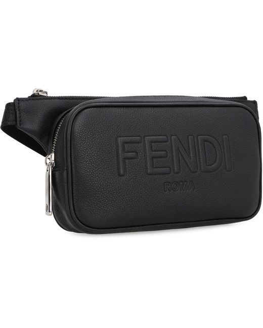 Fendi Gray Leather Belt Bag for men
