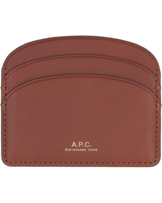 A.P.C. Red Logo Detail Leather Card Holder