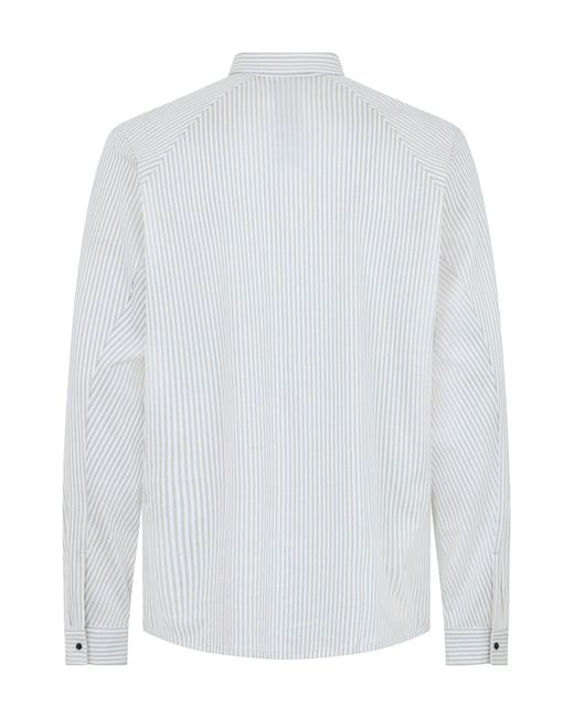 Boss White Cotton Elastic Striped Shirt for men