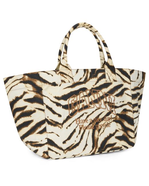 Ganni Metallic Animal Print Tote Bag