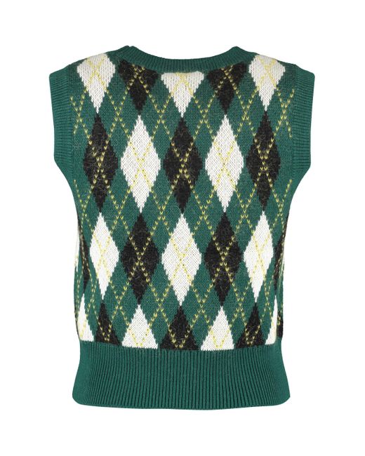 green argyle sweater