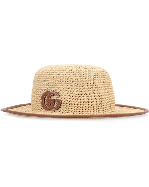 Gucci Natural Straw Hat With Logo Gg