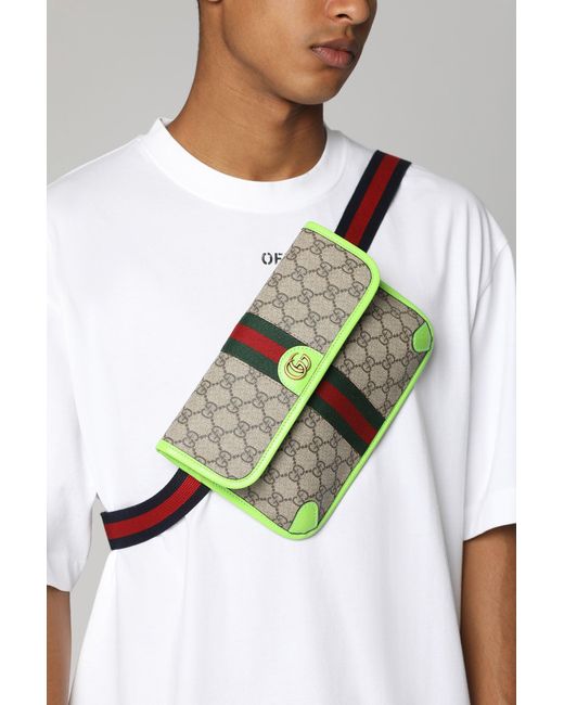 Gucci Green Mini Gg Supreme Fabric Belt Handbag for men