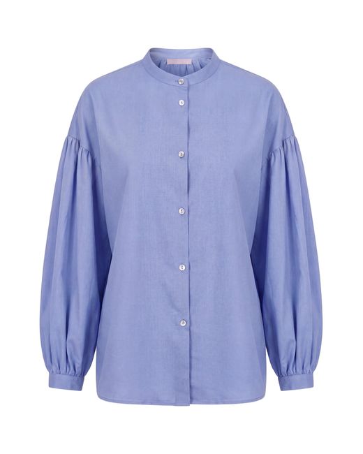 Kristina Ti Blue Blouse With Puff Sleeves