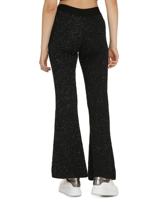 Palm Angels Black Sequin Embellished Knit Trousers