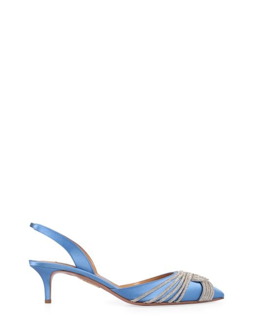 Aquazzura Blue 50Mm Gatsby Slingback Pumps