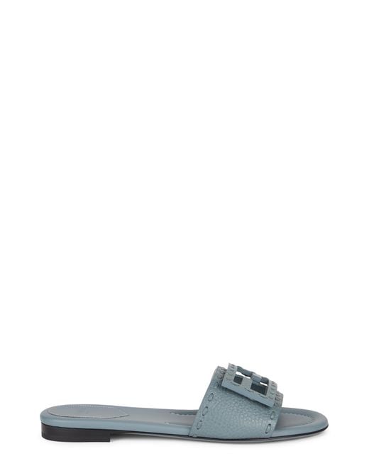 Fendi Blue Low Leather Sandals