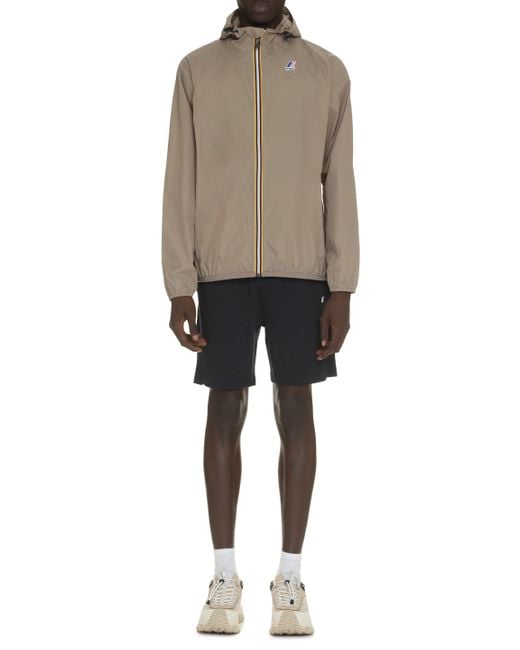 K-Way Brown Claude Hooded Nylon Jacket for men