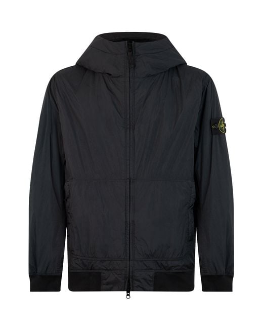 Stone Island Black Jacket With Hood And Zip for men