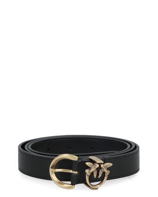 Pinko Black Logo Buckle Leather Belt