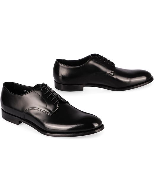 Doucal's Black Smooth Leather Lace-up Shoes for men