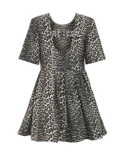 Ganni Black Leopard Mini Dress