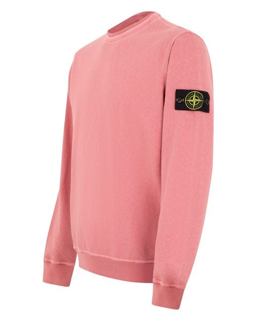 Stone Island Pink Crew Neck Sweatshirt for men