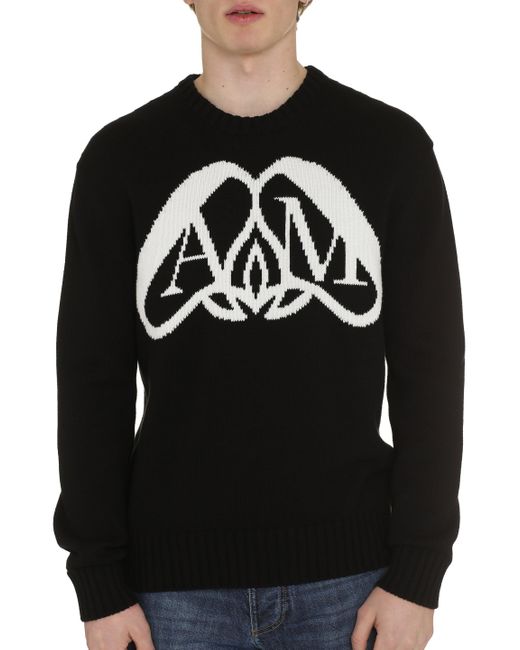 Alexander McQueen Black Cotton Crew-neck Sweater for men