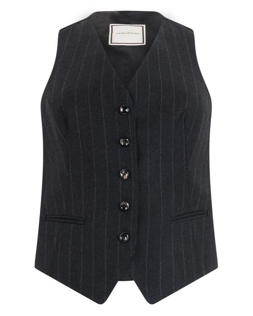 0205 Tagliatore Black Tagliatore 0205 Virgin Wool Fitted Button-Front Vest With Pockets