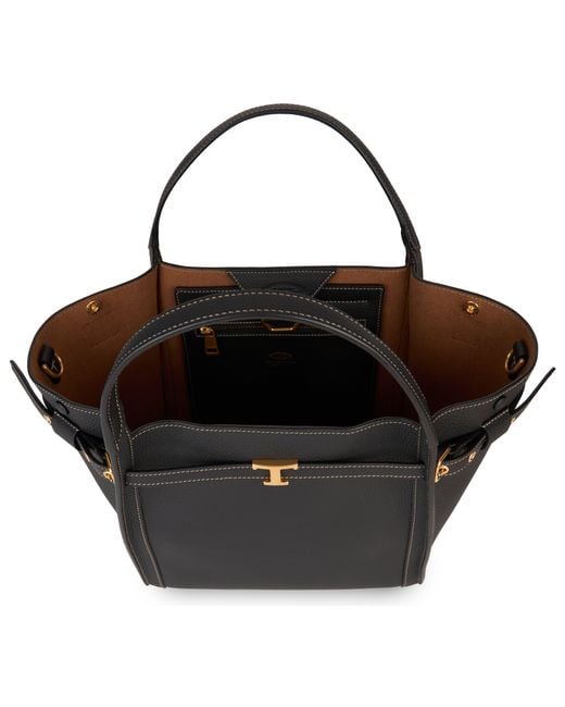 Tod's Black Small Leather Shopping Handbag