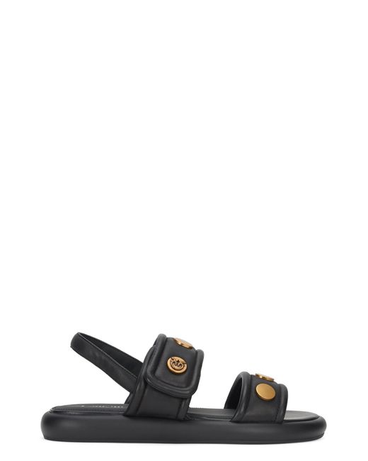 Pinko Black Leather Sandals With Studs