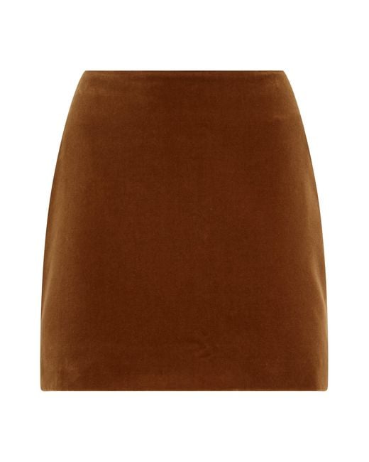 Blazé Milano Brown High-Waisted Velvet Mini Skirt