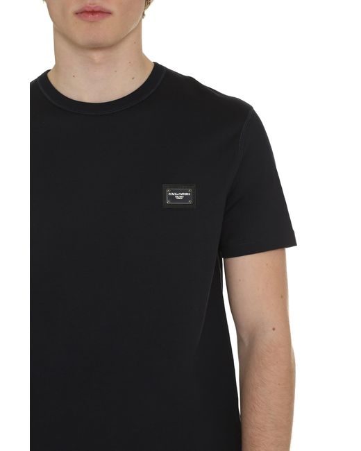 Dolce & Gabbana Black Cotton Crew-Neck T-Shirt for men
