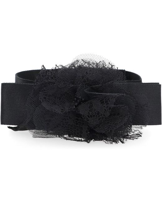 Dolce & Gabbana Black Ribbon Ckoker With Flower