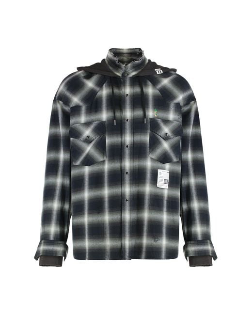 Maison Mihara Yasuhiro Black Checked Shirt With Hood for men