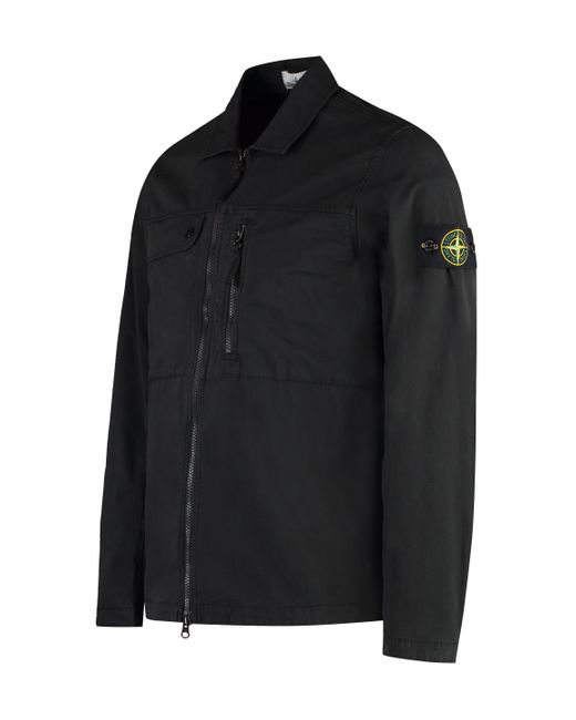 Stone Island Black Zippered Cotton Jacket for men