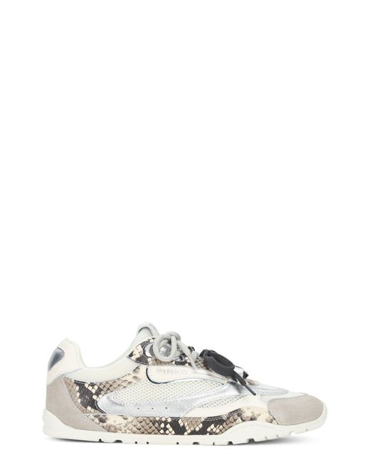 Pinko Multicolor Mesh And Leather Sneakers With Python Print