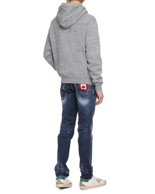 DSquared² Gray Logo Print Hoodie for men