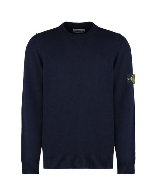 Stone Island Blue Logo Patch Sweater for men