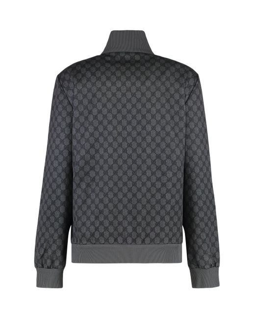 Felpa full-zip in misto cotone di Gucci in Black
