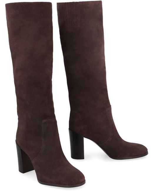 MICHAEL Michael Kors Luella Suede Knee High Boots in Brown | Lyst