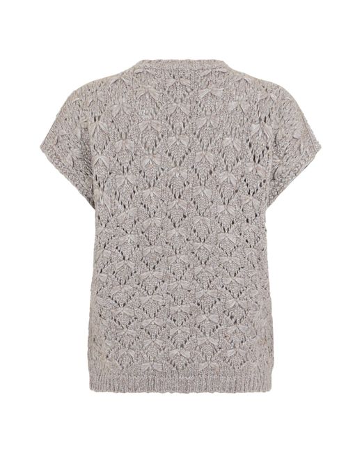 Fabiana Filippi Gray Pattern T-Shirt With Modern Print