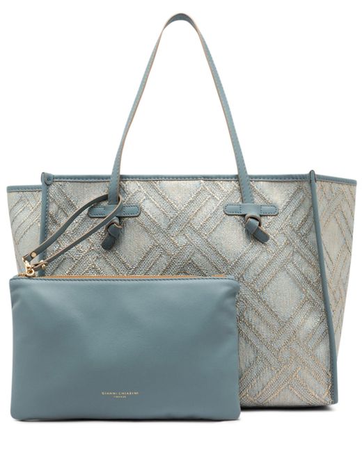 Shopping bag Marcella in canvas e pelle di Gianni Chiarini in Blue