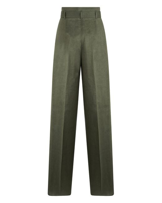 Max Mara Green High-Waisted Pants With Belt