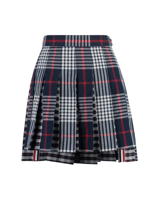 Thom Browne Blue Checkered Mini Skirt