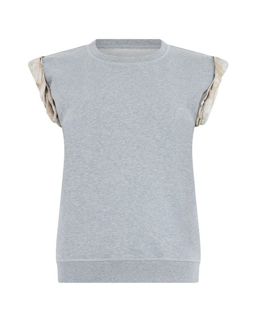 Maison Margiela Gray Cotton T-Shirt With Contrast Sleeves