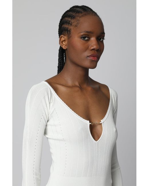Jacquemus White Ribbed Knit Viscose-Blend Top