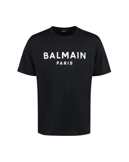 T-shirt in cotone con logo di Balmain in Black da Uomo