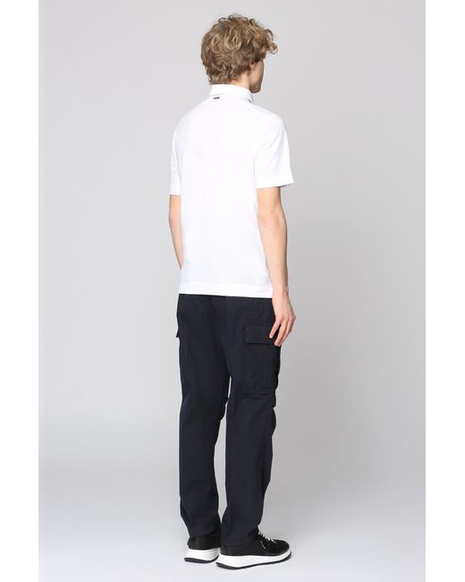 Zegna White Short Sleeve Cotton Pique Polo Shirt for men