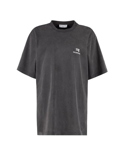 Balenciaga Cotton Sporty B Slit Crew-neck T-shirt in Black | Lyst
