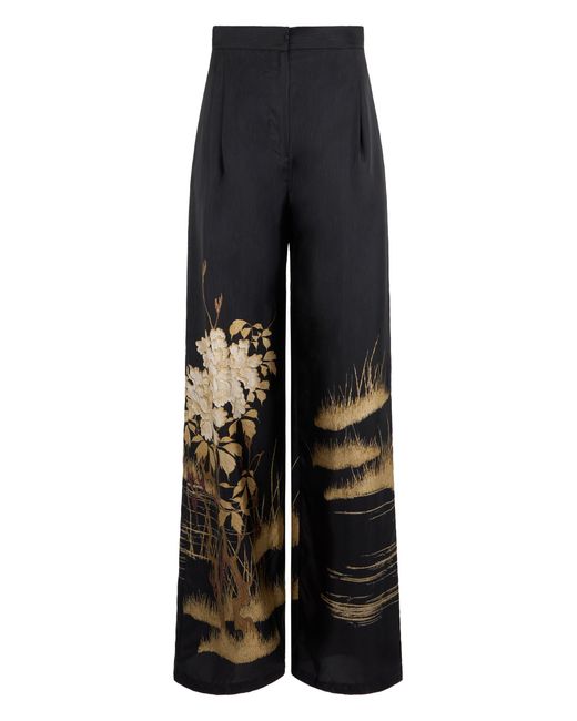 Max Mara Blue Wide Silk Pants